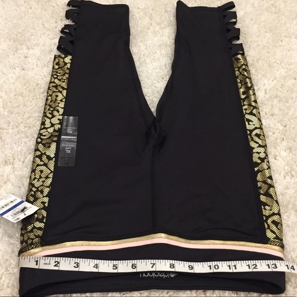Ideology Junior girls Gold Pattern Pull on Black Caged Capri Leggings XL - Picture 8 of 16